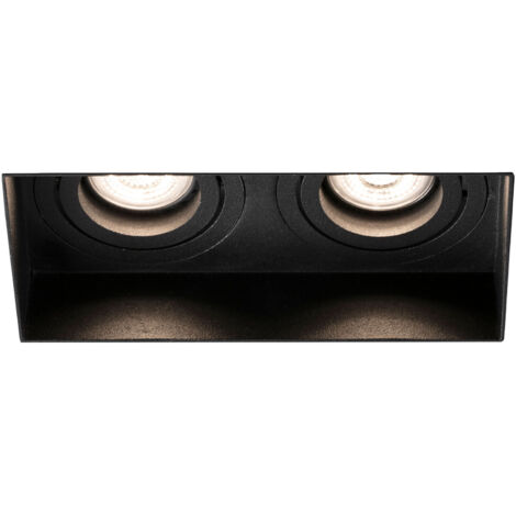 HYDE SQ 2L Empotrable negro cuadrado orientable sin marco