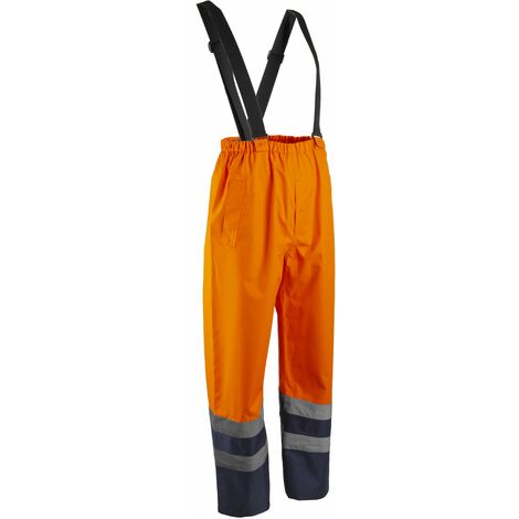 HYDRA Pantalon de pluie à bretelle - Orange HV/Marine