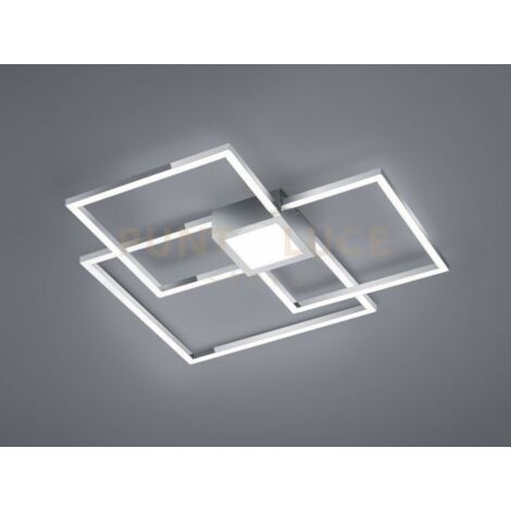 HYDRA PLAFONIERA LED CROMO TRIPLO QUADRATO+LUCE CENTRALE DIMMERABILE CON INTERR. L. 65X65CM. LED 38W, 4.000K, 4.400Lumen