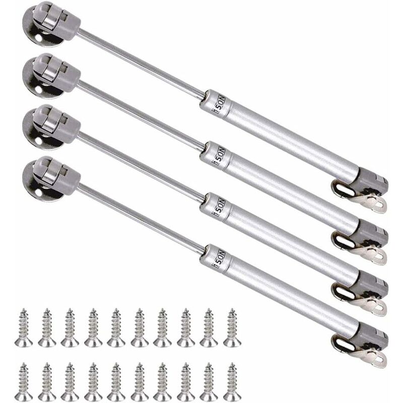 Tinor - Hydraulic Furniture Gas Struts, Kitchen Cabinet Door Gas Spring Pneumatic Arm with Soft Opening Hinges for Lifting Door Flap Damper Set of 4