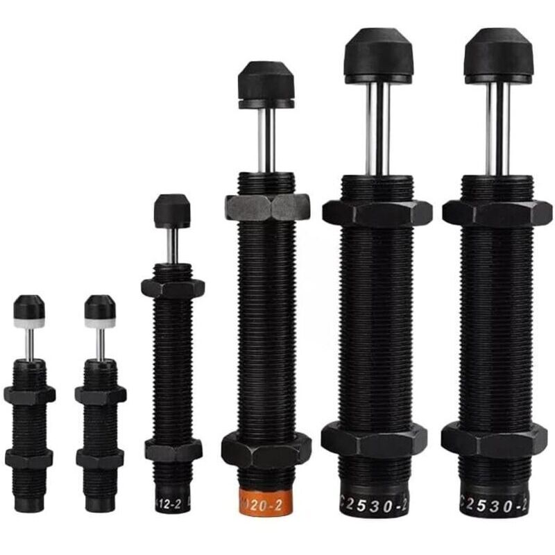 Hydraulic oil pressure damper, adjustable cylindrical spring, carbon steel body, stainless steel rod, industrial speed control, AC0806 Black damper
