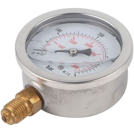 Hydraulic Pressure Gauge Manometer Tool Hydraulic Water Pressure Meter Measurement, 0-400BAR 0-5800PSI G1/4 63mm Hydraulic Pressure Gauge Dial