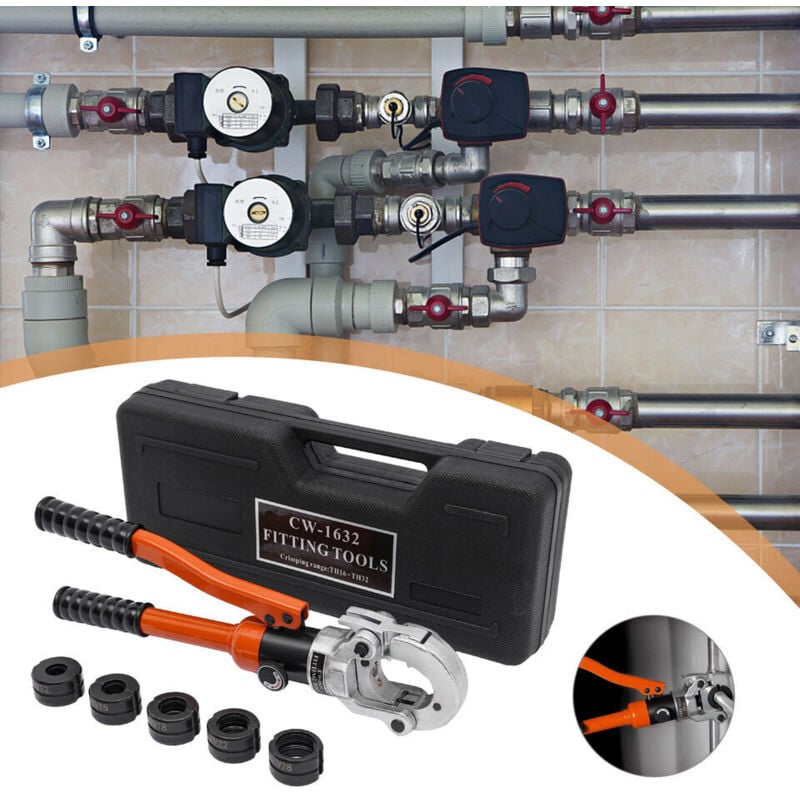 Image of Hydraulische Presszange v Ø12-Ø28 mm Verbundrohr Rohrkontur 8-Tonnen-Presszange