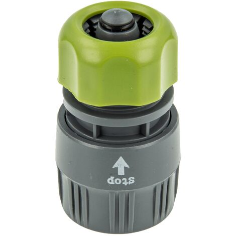 Hydro-Fit Schlauchkupplung Klickverbinder mit Wasserstopp für Schlauch 1/2 Zoll (Ø 12 mm) PVC-U Grau/Grün