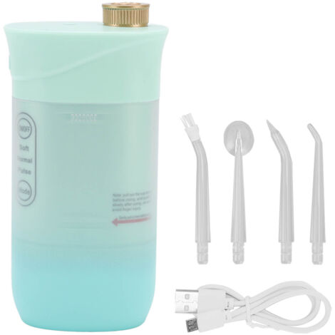 Hydro Flosser Dental 220 ml, 4 Aufsätze, 3 Modi, Tiefenreinigung für Zahnfleisch, Kariesprophylaxe, Grün