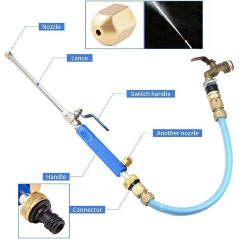 Hydro Jet Power Washer, High Pressure Water Gun, High Pressure Water Gun with Nozzle, High Pressure Water Lance for Garden Hose, High Pressure Hose Cleaner