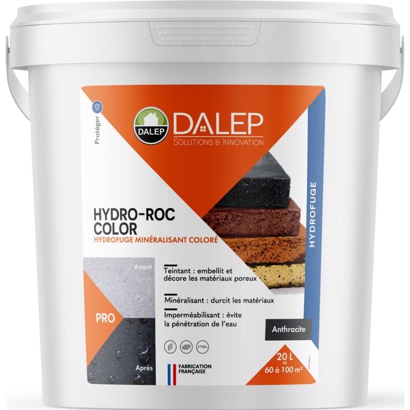 Hydrofuge Minéralisant Coloré hydro-roc color anthracite - Seau 20 l Dalep 1.02.0025.06