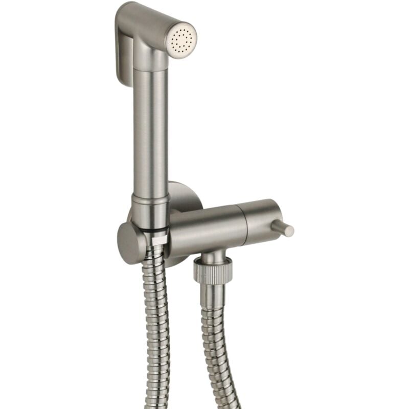 Hydrobrosse modèle rond de couleur acier brossé avec douche en laiton Damast 17950 acier inoxydable brossé