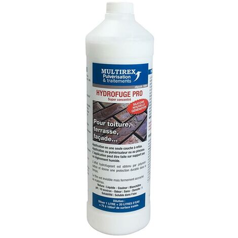Hydrofuge concentré 1L – Imperméabilisant pour tuiles, briques et ardoises – Protection contre l'humidité – Surface traitée 75-100 m²