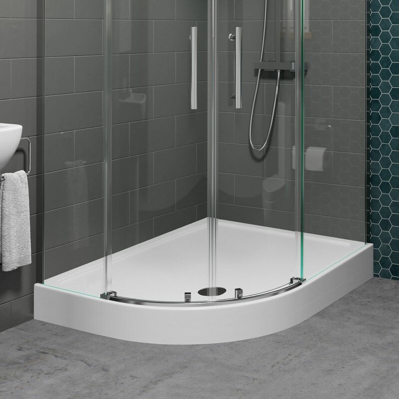 Easy Plumb Offset Quadrant Shower Tray 1200 x 900mm with Waste (Left Hand) - White - Hydrolux
