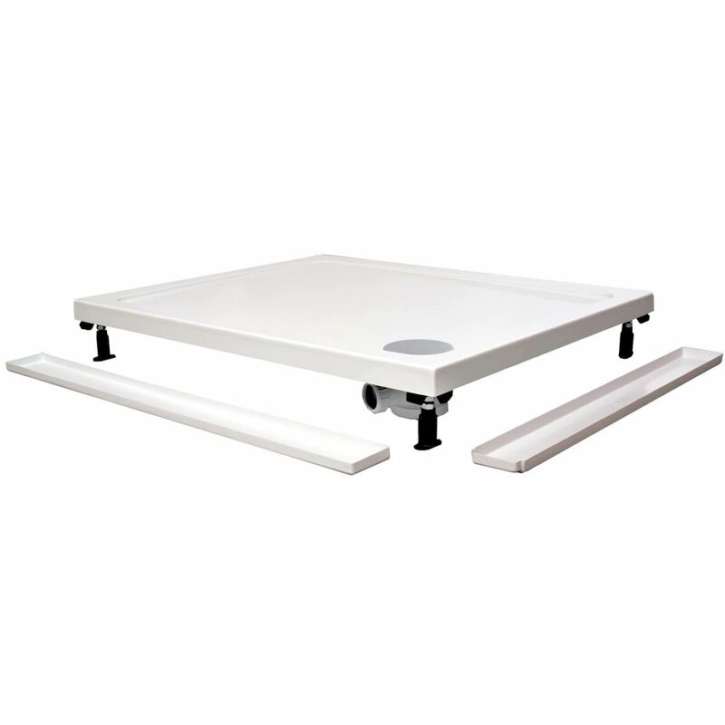 Shower Tray Riser Kit Panel For Rectangular/Square Plinth Adjustable Feet 1200mm - White