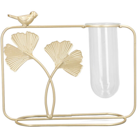 Hydroponische Vase aus Glas und Metall, blattförmiges Designer-Schreibtischornament für Wohndekoration und Fotorequisite