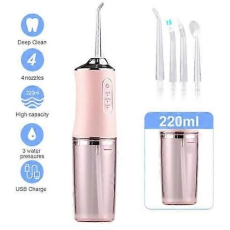 Hydropulseur, bain de bouche électrique, brosse à dents, fil dentaire rose