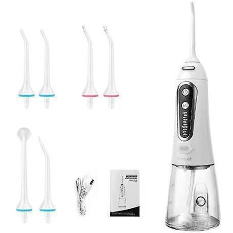 hydropulseur Jet Dentaire Portable (blanc), Irrigateur Oral Professionnel Ipx7 Tanche, 5 Buses 5 Modes, Usb Irrigateur Professionnel Rechargeable