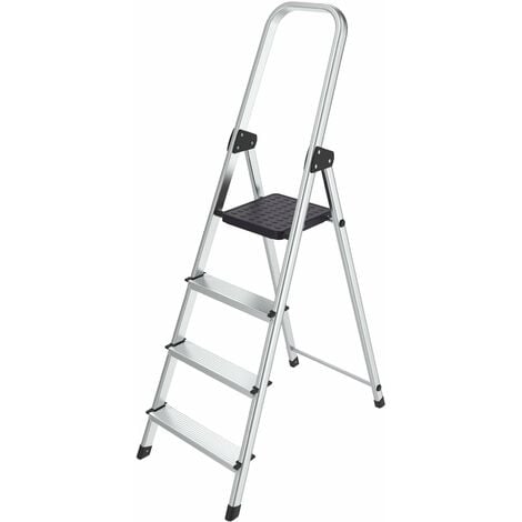 Hyfive Aluminium 4 Step Ladder With Non Slip Treads Lightweight Aluminium EN 131