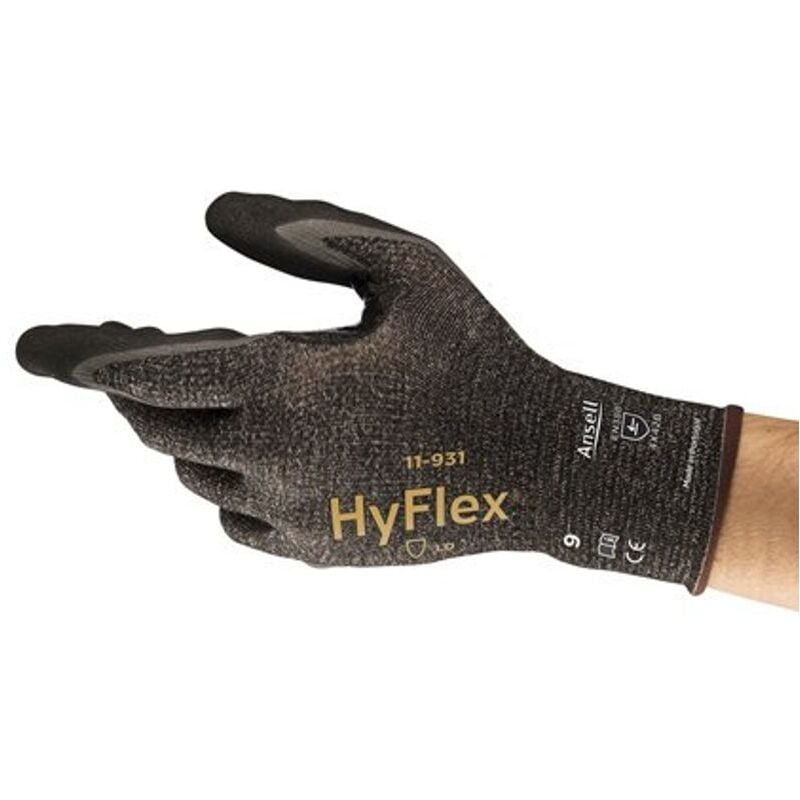 11-931 Size 11, 0 Mechanical Protection Gloves - Black Grey - Ansell