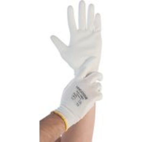 HYGOSTAR Arbeitshandschuh ULTRA FLEX HAND, XS weißer Nylon-Handschuh aus Feinstrick mit PU-Beschichtung - 12 Stück (33817)
