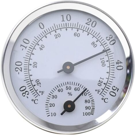 Hygrometer-Thermometer, Feuchtigkeitssensor-Monitor-Detektormessungen, für eine zuverlässige und komfortable Innentemperaturregelung, Außenthermometer mit Manometer [Silber]