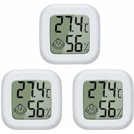 Hygromètre 3 pièces Mini LCD thermomètre numérique chambre de bébé salon bureau réfrigérateur thermomètre intérieur et hygromètre