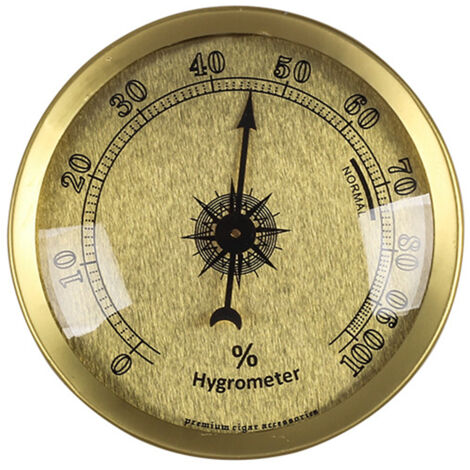 Hygromètre Mécanique Analogique pour Humidor de Cigares - Alliage Bronze, 57 mm, Écran Acrylic, Sans Batterie, Précision +/-5%