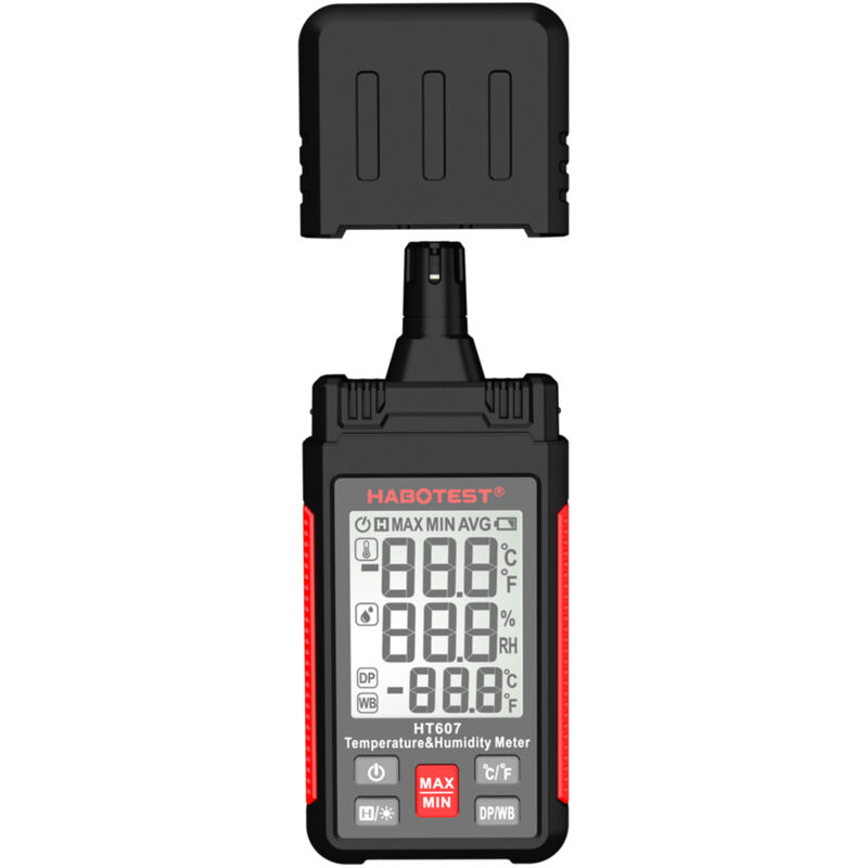 Lifcausal - Hygromètre numérique portatif HT607, thermomètre et humidité, thermomètre lcd, hygromètre, psychromètre, thermomètre à bulbe humide,