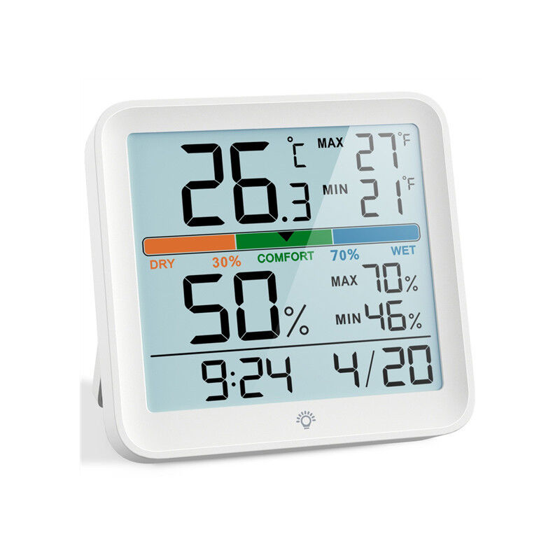 Longziming - Thermomètre Hygromètre Numérique, thermomètre numérique de bureau avec moniteur de température et d'humidité, thermomètre d'ambiance à