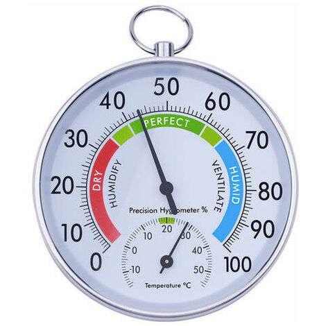 Hygromètre Thermomètre, Moniteur Humidité Et Température De Précision De Mesure élevée Avec Anneau De Suspension Thermomètre D'intérieur Et Hygromètre argent