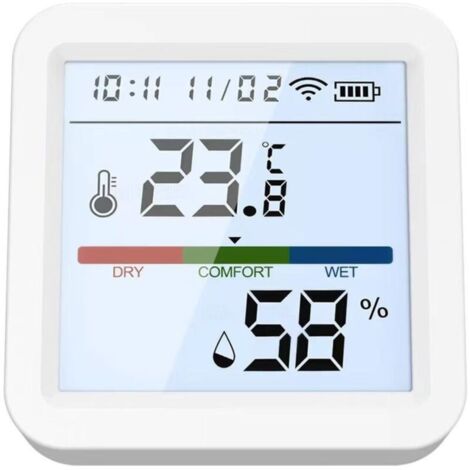 Hygromètre WiFi Tuya Smart Life pour la maison, capteur de température et d'humidité, thermomètre rétroéclairé, compatible avec Alexa et Google Assistant
