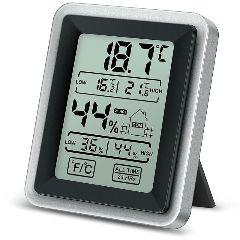 Ersandy - Hygromètre Thermomètre Intérieur Température Humidité Moniteur Indicateur Haute Précision Écran lcd Facile à Lire Portable pour Bureau