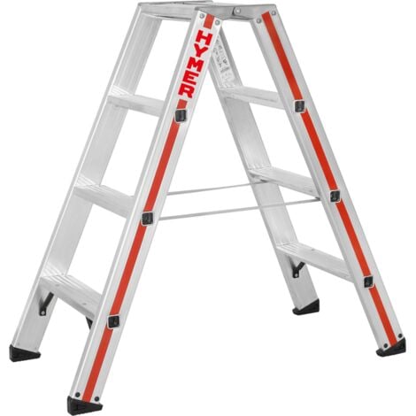 MATISÈRE Hymer Stufenstehleiter 2x3 Sprossen beidseitig begehbar, verstärkte Stufen