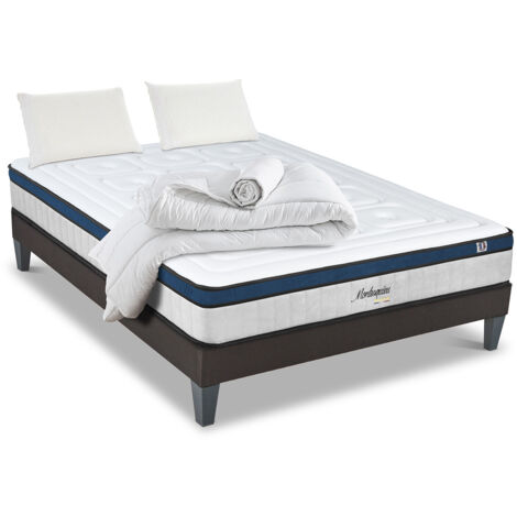 HYPSOM  Pack Prêt à dormir MONTESQUIEU 140x190 cm  Matelas Ressorts ensachés + Sommier + Accessoires