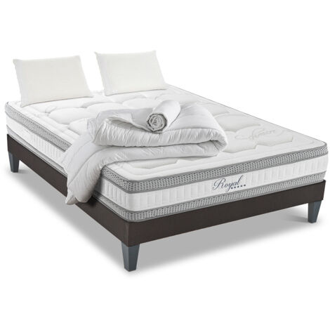 HYPSOM  Pack Prêt à dormir ROYAL 5 180x200 cm  Matelas Mémoire de forme + Sommier + Accessoires