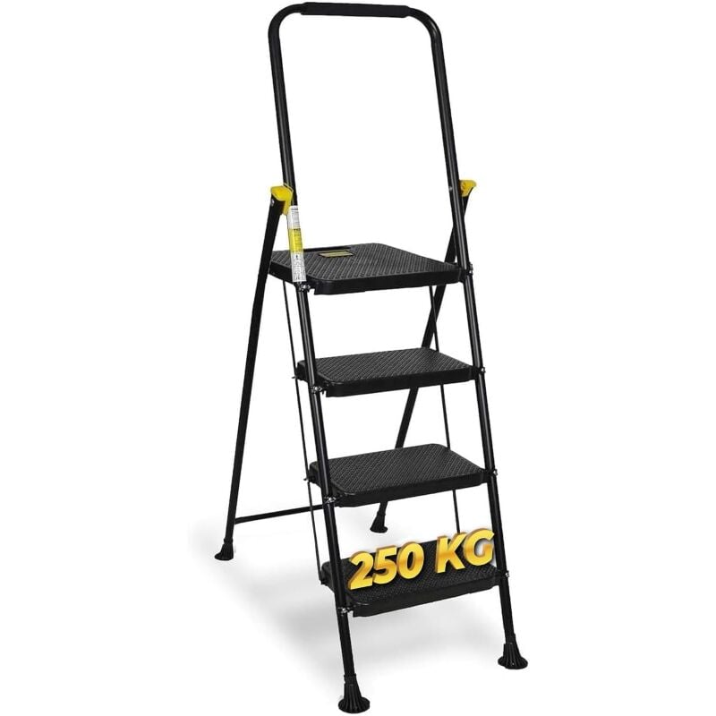 Hytama Tools - hytama Tabouret Echelle pliant peu encombrant black max avec marches antiderapantes et poignee en caoutchouc souple pour plus de