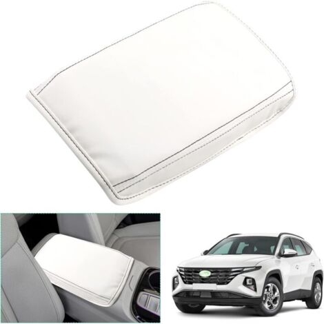 Hyunda-i Tucson NX4 2021-2023 2024 (Automatique) Accoudoir pour Housse de Console Centrale, Tucson 2023 2022 Accoudoir Protection en Cuir PU, Compatible avec Hyundai Tucson Accessoires (Blanc)