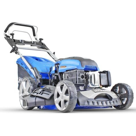 Hyundai 196 cc Self Propelled Electric Push Button Start Petrol Lawn Mower, Blue, 51cm Cut Start & Pull HYM510SPE