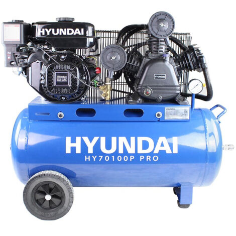 Hyundai 90 Litre Air Compressor, 10.7CFM/145psi, Petrol 7hp