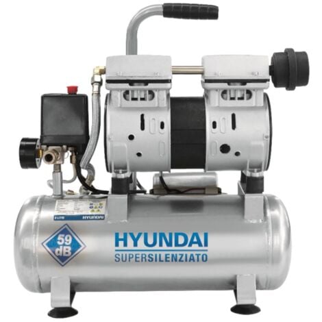 HYUNDAI compressore supersilenziato silenzioso 8 lt a secco autolubrificato 1 HP