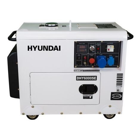 Hyundai – Groupe électrogène diesel 5000 W monophasé insonorisé – Moteur 4 temps avec préchauffage – Alimentation stable pour chantiers - DHY6000SE