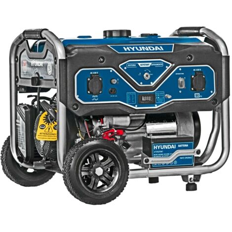 Hyundai – Groupe électrogène monophasé 3.5 kW à essence – Démarrage électrique à clé – AVR pour protection appareils – Panneau numérique 3 fonctions