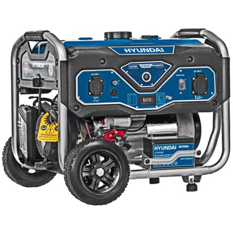 Hyundai – Groupe électrogène essence 6.0Kw 65003 – Monophasé avec démarrage électrique – AVR pour protection appareils – 25L réservoir – 76 dBa à 50%