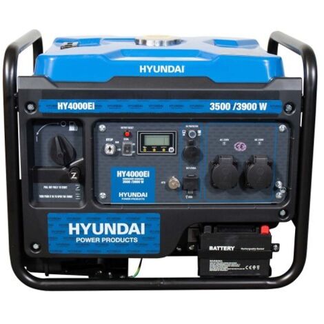 Hyundai – Groupe électrogène Inverter 3900W essence monophasé – Moteur 4T 223cc – Démarrage manuel/électrique – Faible niveau sonore 73 dBA - HY4000Ei