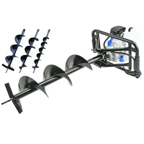 Hyundai – Tarière à essence 52cc 2Hp – Forets 10/15/20 cm – Guidon antidérapant – Démarrage à recul pour forage précis