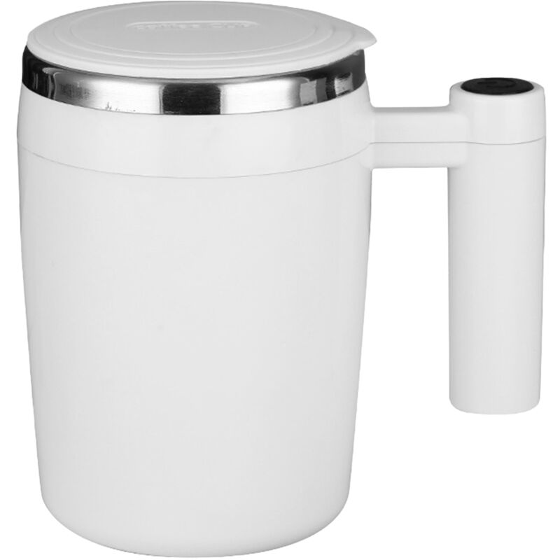 HZ-588 Tasse à mélanger automatique magnétique rechargeable en acier inoxydable avec couvercle, tasse à café à agitation magnétique rechargeable