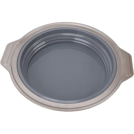 Hztyyier Silikon-Kuchenform mit Schnellverschluss, faltbar, zum Pressen, 22 cm Durchmesser, runder Käsekuchen mit einer Höhe von 4,6 cm, tragbar, hitzebeständig.