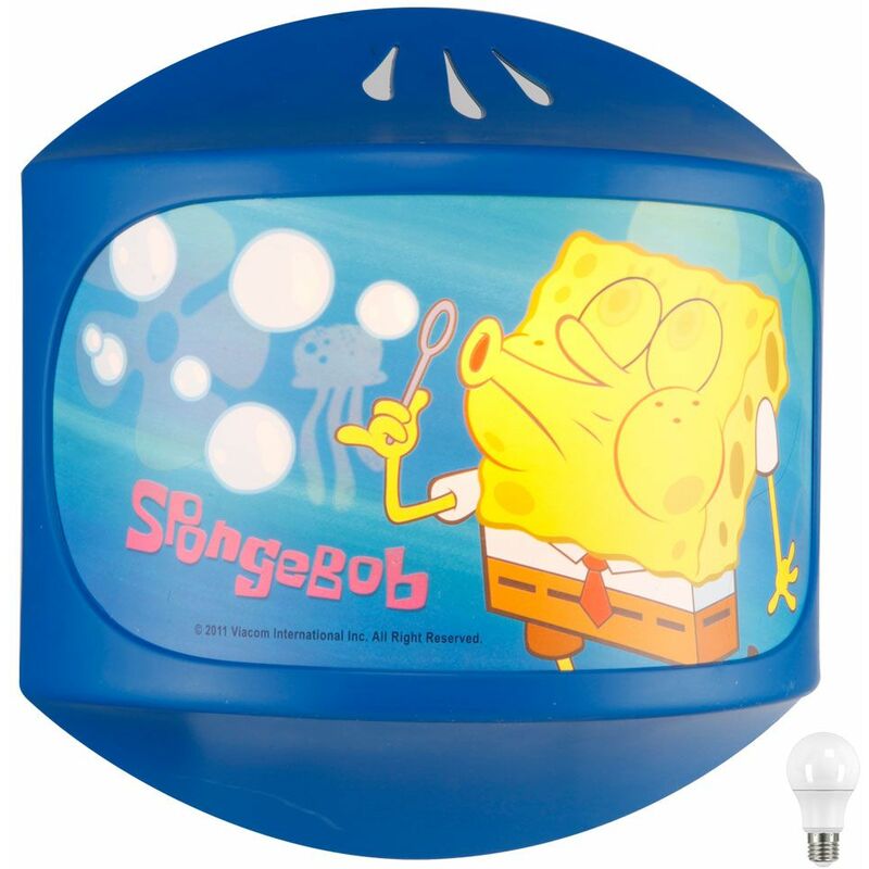 Image of Lampada da parete per cameretta dei bambini Sponge Bob che illumina ragazze e ragazzi in un set che include lampadine a led