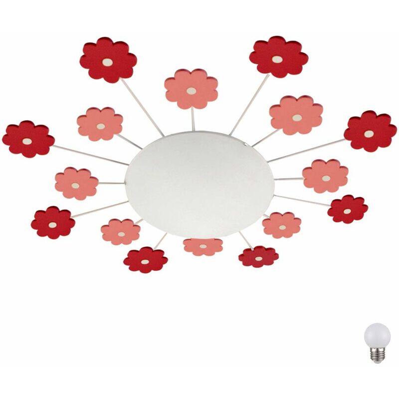 Image of Etc-shop - Lampada da soffitto per bambini rosa faretto da parete in vetro per sala giochi rotondo in un set con lampadine a led