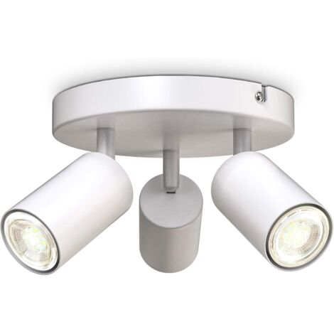 I Lampe à 3 flammes ronde I pivotante I rotative I GU10 I blanc mat I sans ampoule
