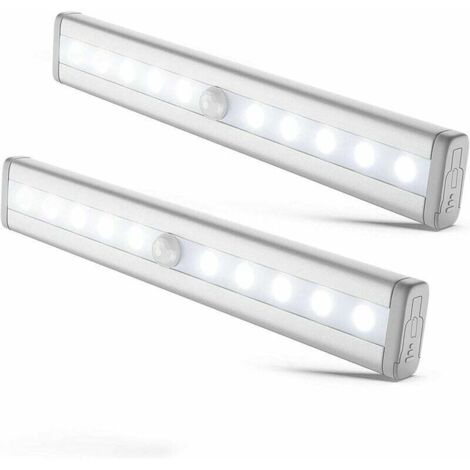 I LED-Streifen I 2er-Set LED-Nachtlichter mit Bewegungsmelder I Selbstklebend IA Batterie I Aluminium