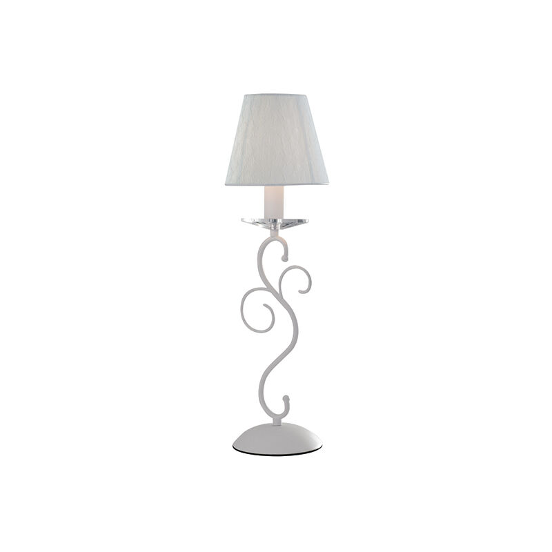 Image of Lampada da tavolo perla Bianco in Cristallo e Metallo 1xE14 40x15x15cm. - Bianco
