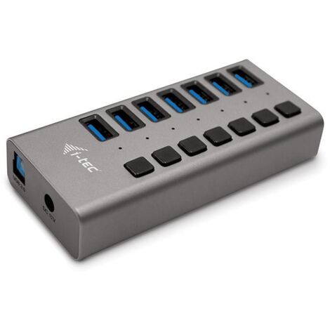 i-tec U3CHARGEHUB7 Caricabatterie per dispositivi mobili Universale Grigio AC Ricarica rapida Interno